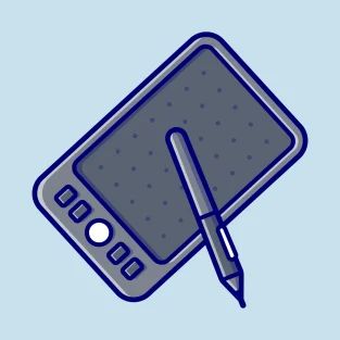 a drawing of a cell phone with a pen sticking out of it