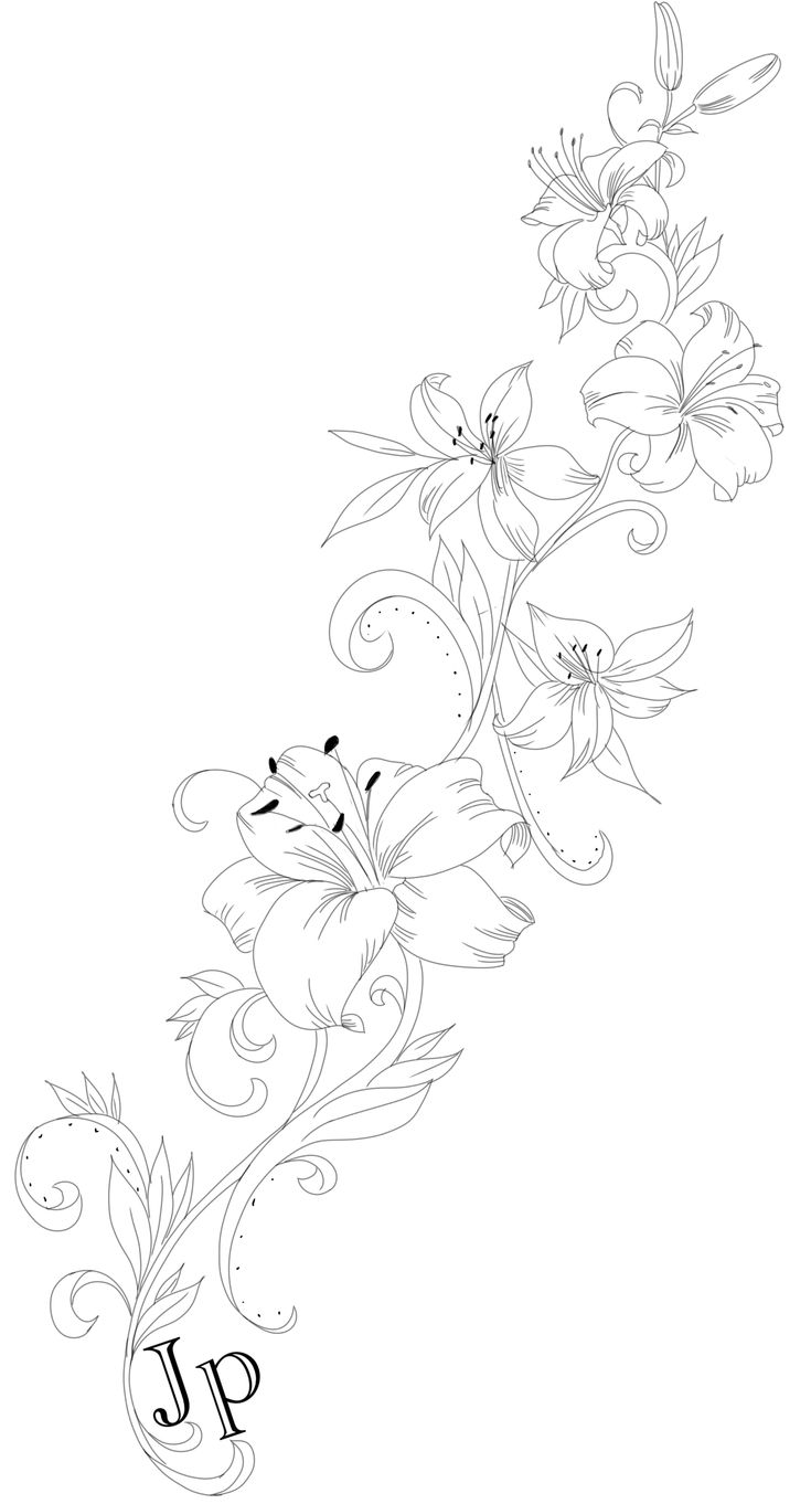 a drawing of flowers with the letter j in it's middle and bottom corner