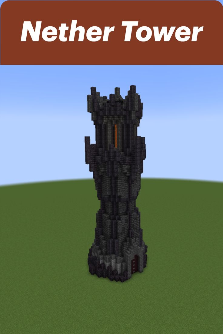 a tall tower made out of rocks with the words nether tower above it