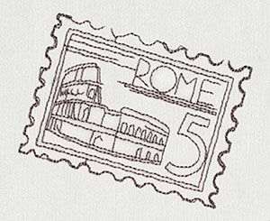 a stamp with the word rome printed on it