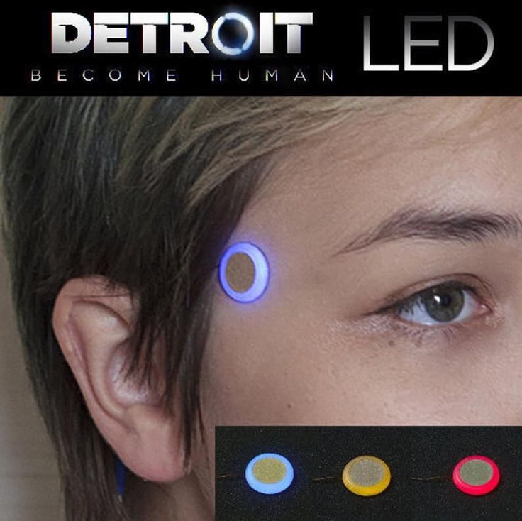 an advertisement for the detroit led light show featuring a woman's face with glowing circles around her eyes