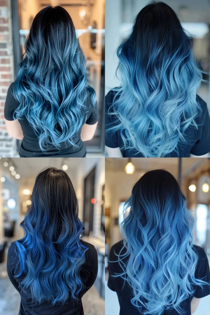 Pelo Color Ceniza, White Ombre Hair, Silver Ombre Hair, Blue Purple Hair, Blue Ombre Hair, Hair Color For Women, Long Brown Hair, Hair Color Blue, Ombre Hair Color