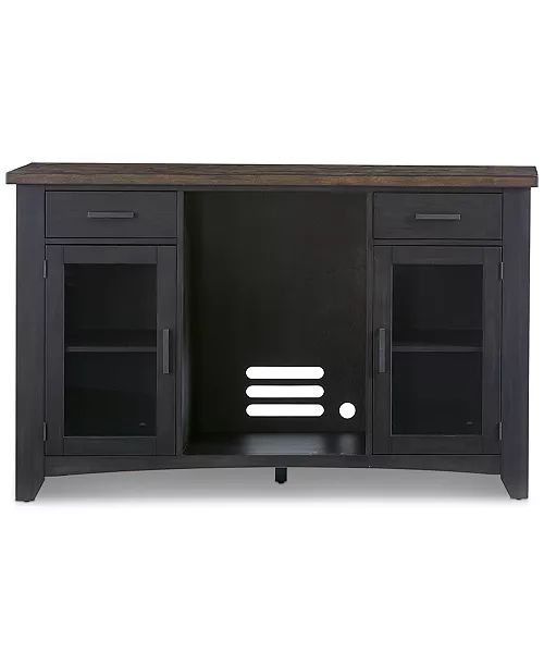 an entertainment center with two doors and shelves