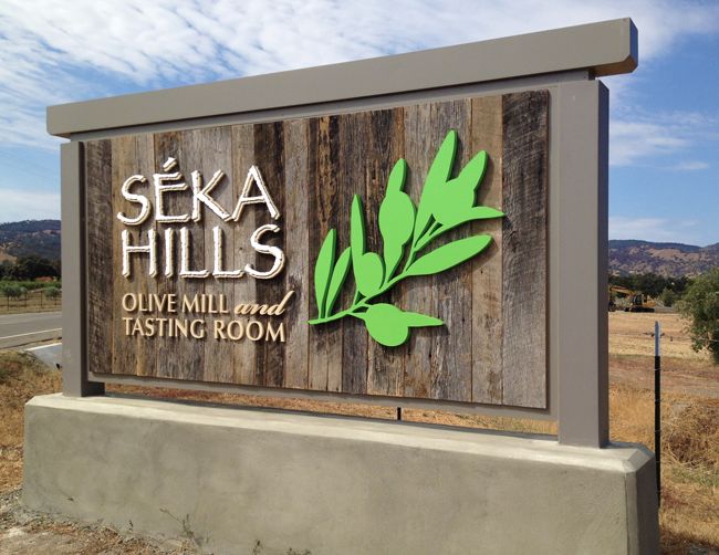 a sign for seka hills olive mill and tasting room