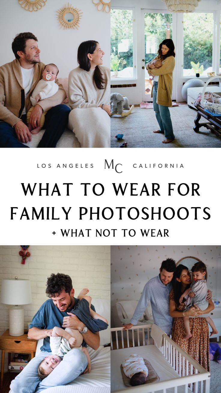 family photos with the words what to wear for family photos and what not to wear