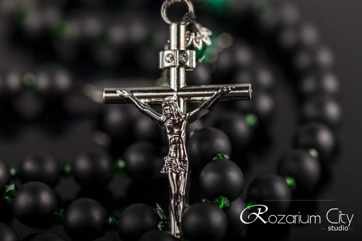 "This catholic gemstone rosary with a natural black shungite and green rhinestone will be a great religious gift for a men, pastor or godchild. Do you look for a gift to a close friend for a birthday or or give a favorite amulet? Then you just need Shungine Rosary. These shungite catholic rosaries are simply necessary for people who are looking for mutual love, as well as for those who want to achieve career growth. This kind of unisex product can be a wonderful present for a representative of a Black Beads Cross Rosary Gift, Black Crucifix Rosary As Gift, Spiritual Black Rosary Bracelet Gift, Gift Black Rosary With 8mm Beads, Black Cross Rosary As Gift, Black Spiritual Rosary Bracelet With Cross, Handmade Black Rosary For Gift, Handmade Black Rosary Gift, Black Crucifix Rosary Bracelet As Gift