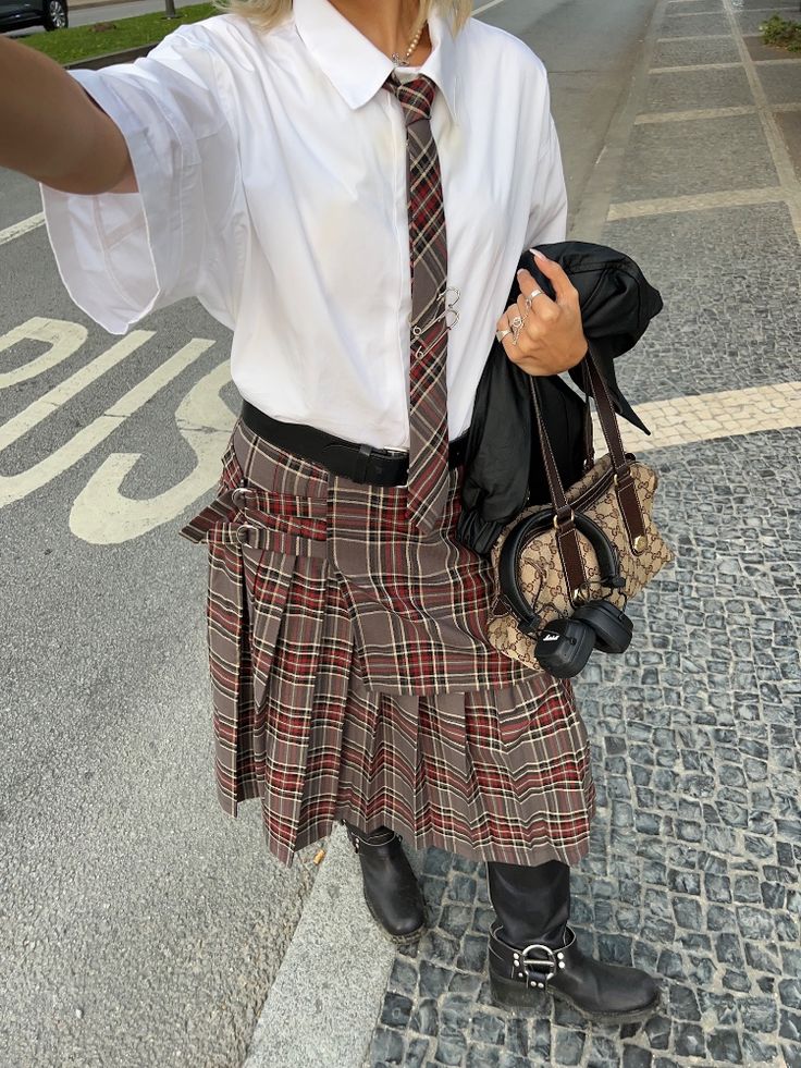 #mingalondon #midiskirt #tartan #tartanskirt #tie #tartantie #skirt #pleated #pleatedskirt #bomberjacket #leatherjacket #veganleather #veganclothes #blackjacket #classof2024 #backtoschool #btsoutfit #backtoschooloutfit #btsfit #backtoschoolinspo #outfitinspo #grungefashion #grungeaesthetic #grungestyle #aesthetic #grungegirl #outfitinspo #outfitinspiration #outfitideas #styleinspo #grungegirl #aestheticoutfit #90s #00s #outfitinspo #outfitideia #styleinspo Pleated Midi Skirt Outfit, Plaid Midi Skirt, Minga London, Alt Clothing, Tartan Tie, Pleated Skirt Outfit, Midi Skirt Outfit, Tartan Skirt, Maxi Skirt Outfits