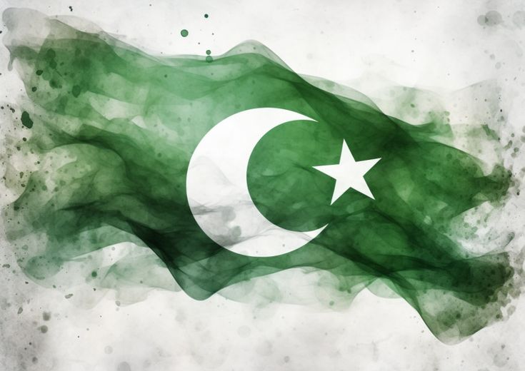 the flag of pakistan painted in watercolor