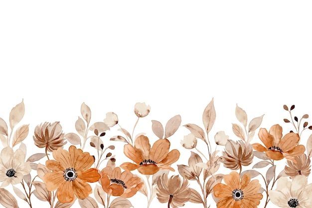 an orange and white flower border with leaves on the bottom right hand corner, in front of a white background