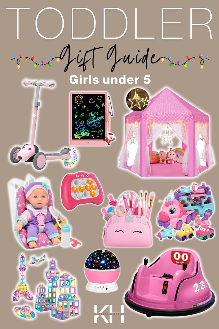 a pink toy with lots of toys on top of it and the words toddler gift guide