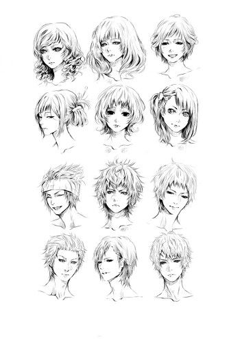 some drawings of different hairs and haircuts