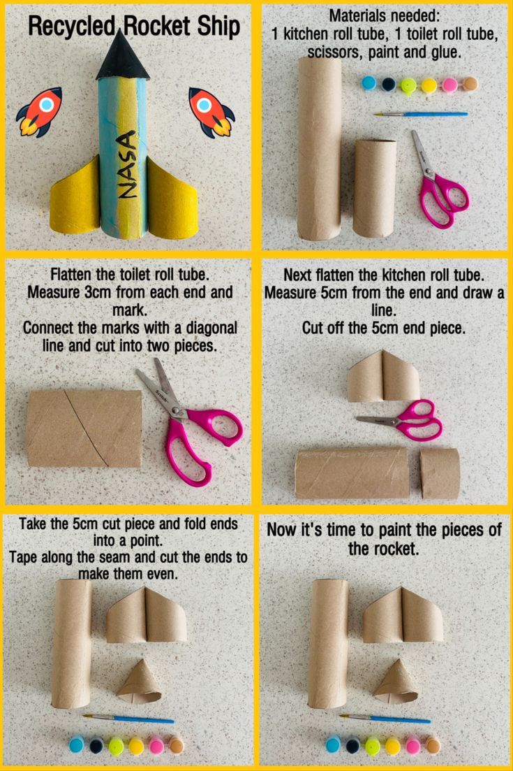 instructions to make rocket ship out of toilet paper