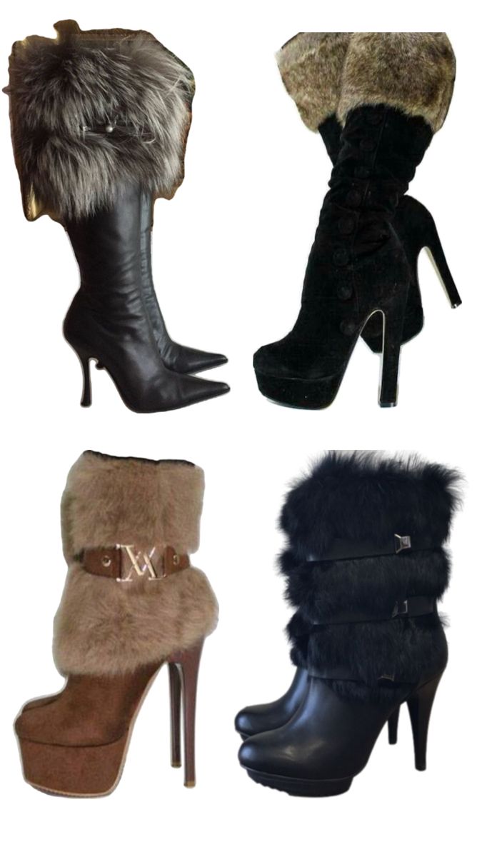 Fur, high heels, y2k, black heels, winter heels, faux fur, boots, high heeled boots, y2k boots, 2000s Fur High Heels, Boots Y2k, Heels Winter, Y2k Heels, Y2k Boots, High Heeled Boots, Winter Heels, Faux Fur Boots, Boots High