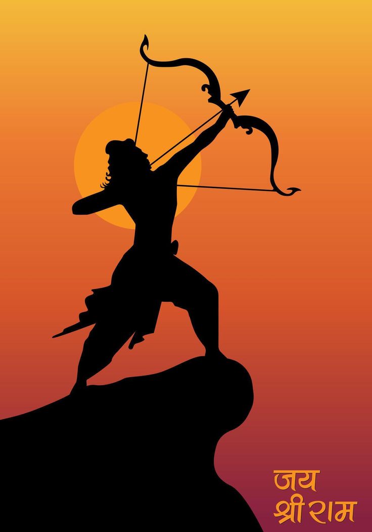 the silhouette of a man with an arrow and bow on top of a cliff at sunset