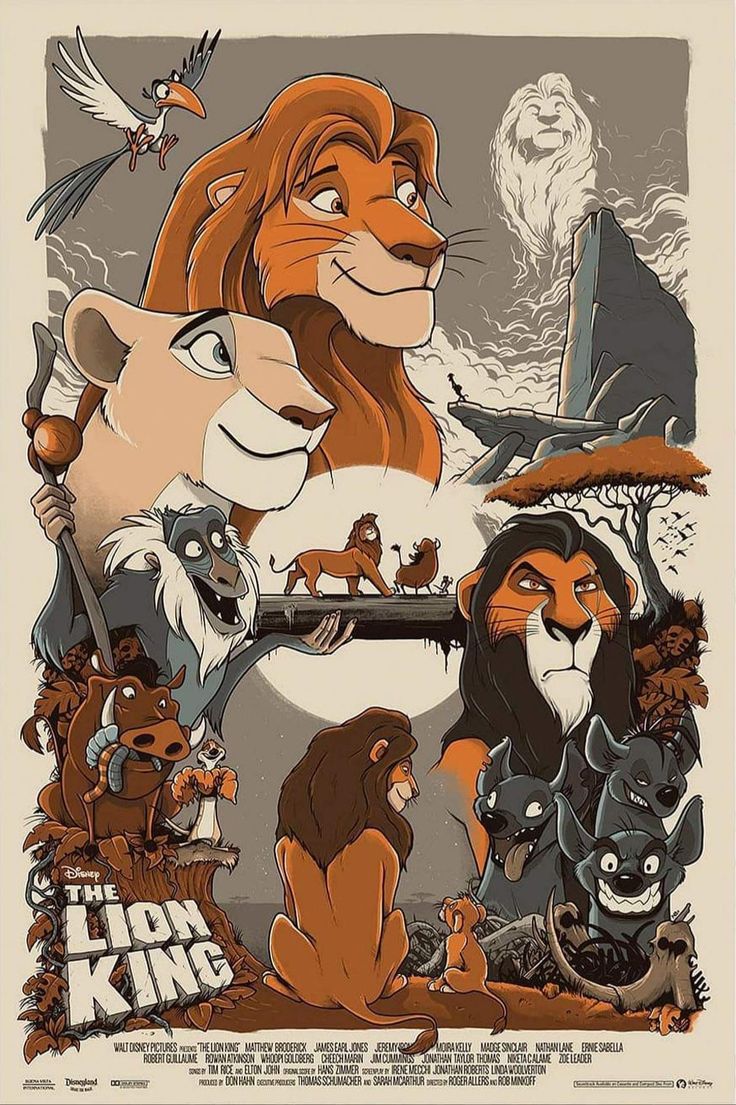 the lion king movie poster with various characters