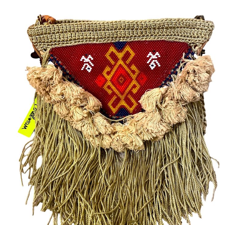 Nwt Sam Edelman Beaded Purse With Fringe Beige Fringe Pouch Bag, Red Woven Satchel Bag, Red Woven Satchel Shoulder Bag, Red Handwoven Satchel Bag, Traditional Brown Shoulder Bag For Vacation, Beige Traditional Crochet Bag, Traditional Brown Hobo Bag With Adjustable Strap, Beige Bohemian Pouch Satchel, Traditional Beige Bags For Festival