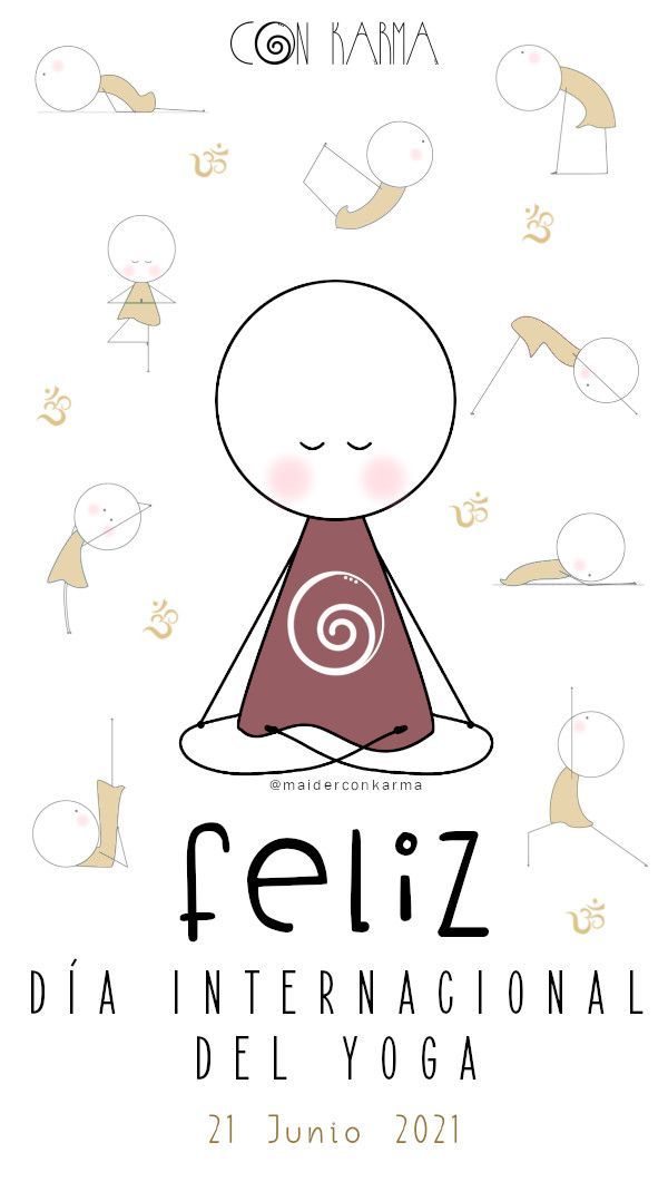 the poster for feliz dia interenacional de yoga, featuring an image of