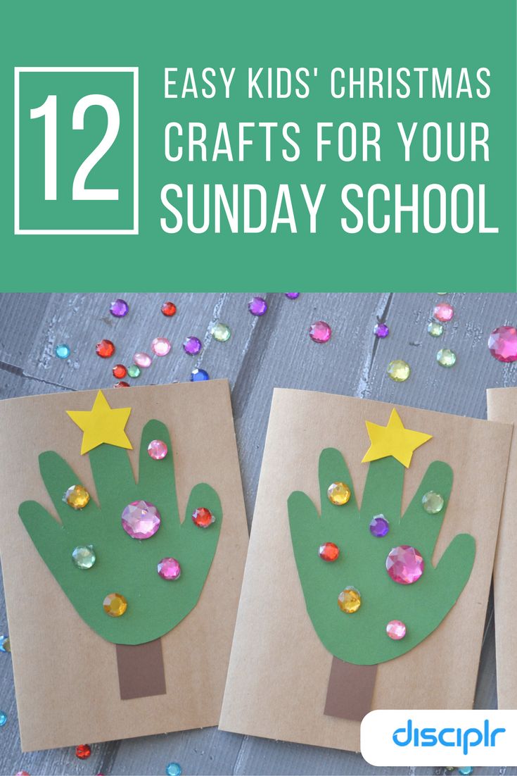 two handprinted christmas cards with the text 12 easy kids's christmas crafts for your sunday school