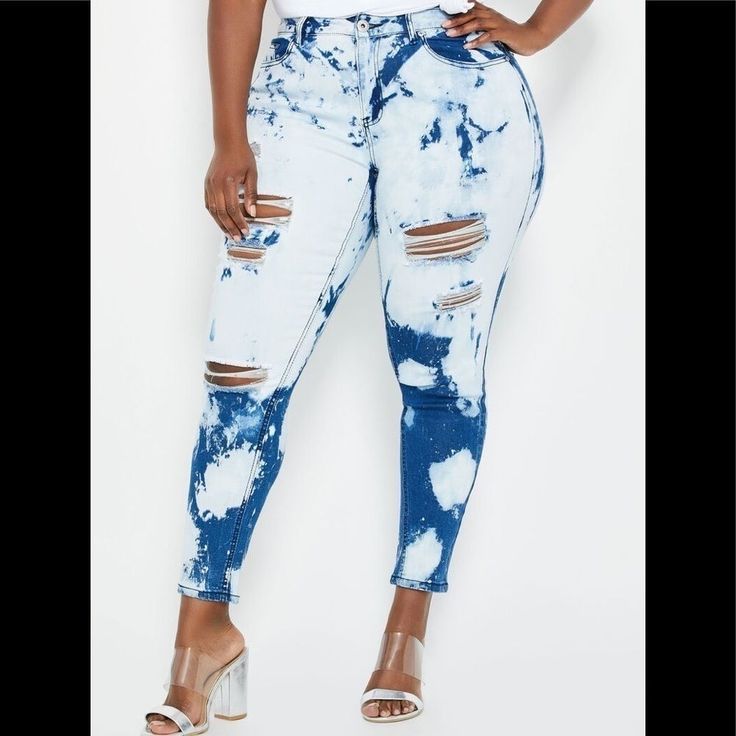 Denim Doesn't Only Come In Blue, Diva. Comfortably Live Life On The Edge In My Stretch Skinny Jeans That Feature A Bleached Out Design With Destructed Accents Throughout The Style. Bleached Skinny Jean. Button Front, Zip Fly. Five Pockets. Tapered Fit. Soft And Smooth To The Touch Fabrication All Over. 70% Polyester, 28% Polyester, 2% Spandex. Turn Garment Inside Out Machine Wash Cold Separately. Do Not Bleach. Tumble Dry Low Remove Promptly. Warm Iron If Needed. High Rise Bleached Blue Jeans, Trendy Bleached Denim Bottoms, Spring Acid Wash Bleached Jeans, Spring Acid Wash Denim Jeans, White Distressed Denim Jeans, Acid Wash Stretch Jeans For Spring, Spring Acid Wash Stretch Jeans, Spring Stretch Acid Wash Jeans, Bleached Dark Wash Denim Bottoms