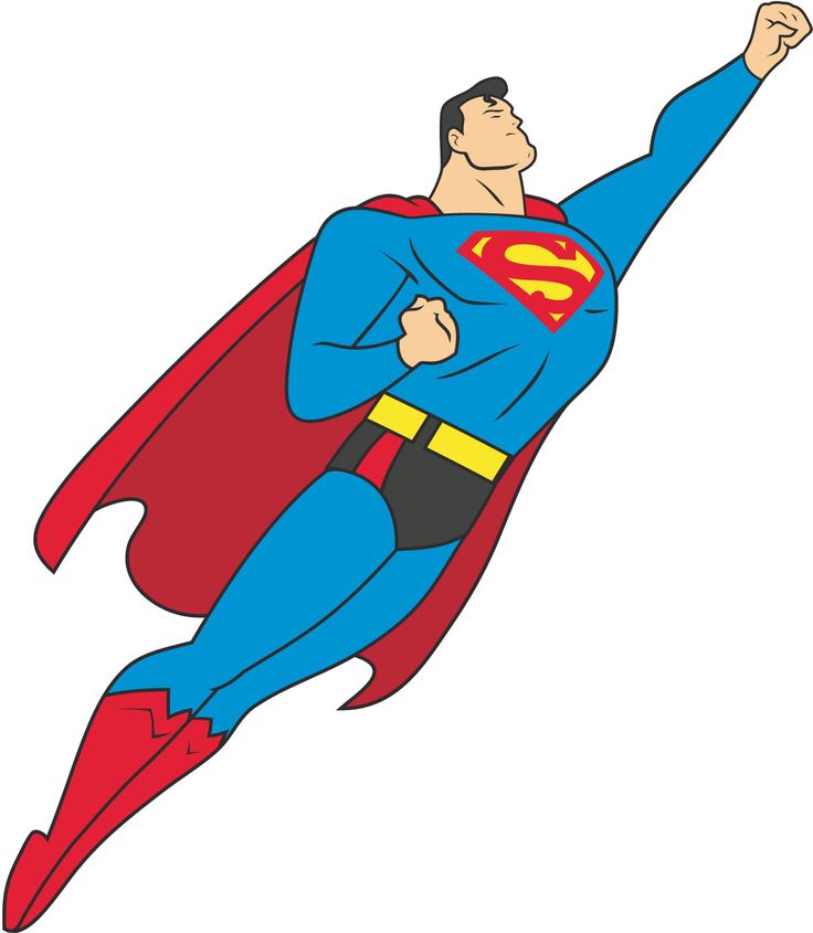 a man in a superman costume flying through the air with his hand up to the side