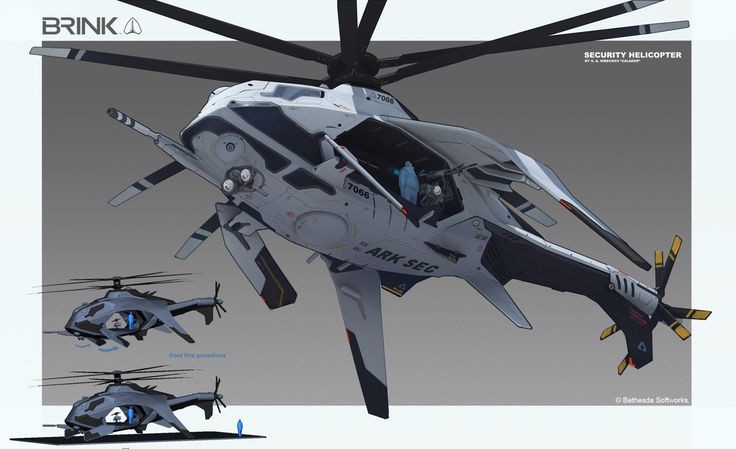 an image of a helicopter flying in the air with four other planes below it that are floating