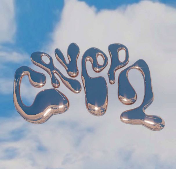 the word love spelled in metal letters on a cloudy background with blue sky and white clouds