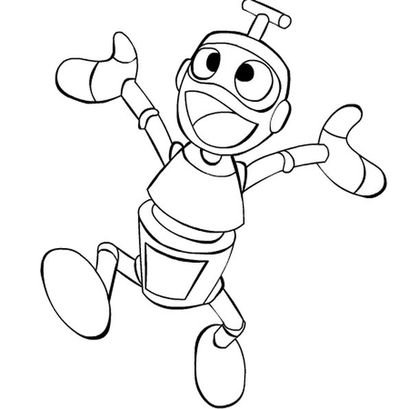 a cartoon character that is jumping up in the air with his arms outstretched and legs spread out