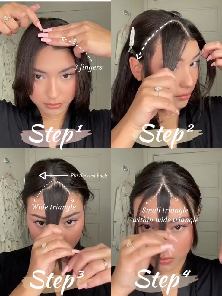 How to Cut Curtain Bangs ✂️ | Gallery posted by Katelynn 💗 | Lemon8 Cut Own Curtain Bangs, How To Create Curtain Bangs, Curtain Bangs Medium Hair Diy, Whispy Front Bangs Diy, Trim Curtain Bangs At Home, Curtain Bangs Vs Wispy Bangs, Cut Wispy Bangs Diy, How To Cut Your Own Wispy Bangs, How To Cut French Bangs Tutorial