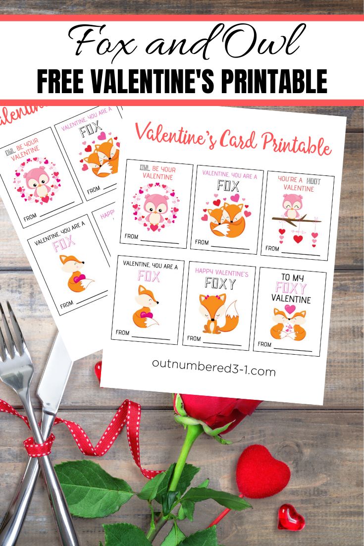 valentine's day printables with roses and forks