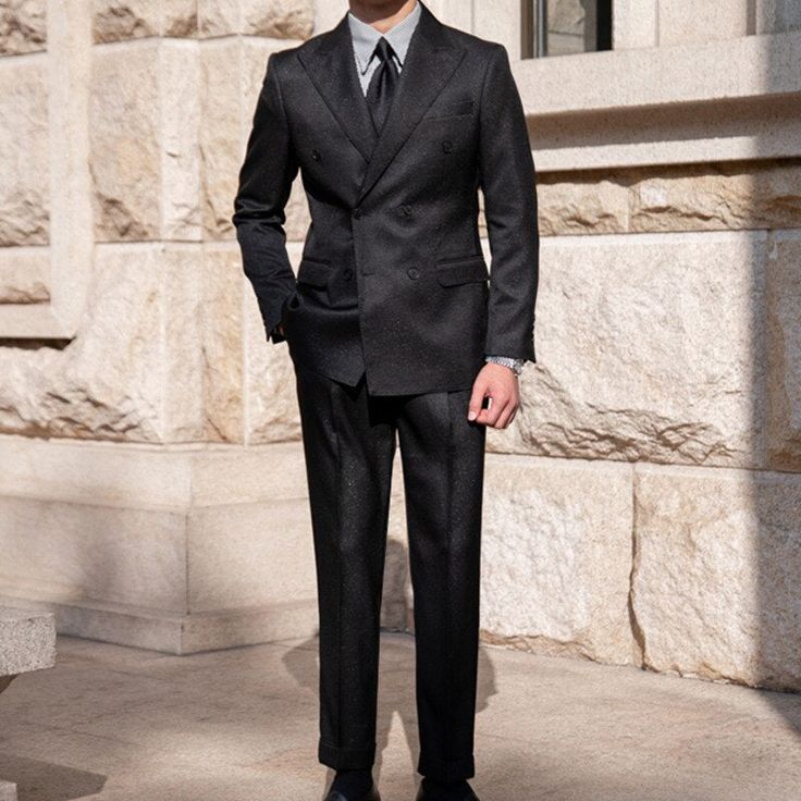 Step out in confidence with this Antonios Double Breast Suit, featuring a subtle yet sophisticated solid pattern design that flatters every physique. The versatile color options, such as black and brown and premium fabric ensure lasting comfort, making it an ideal choice for business meetings or special events. Material: Polyester Colors: Black, Brown Gender: MEN Benefits: Breathable & Comfortable Recommended size based on weight: Size 44 (50kg -60kg)Size 46 (60kg - 70kg) ⁣⁣⁣Size 48 (70kg - 75kg Professional Double-breasted Business Suit, Professional Solid Color Suits For Office Wear, Professional Solid Color Office Suits, Semi-formal Double-breasted Suit With Concealed Placket, Black Double-breasted Suit With Concealed Placket, Tailored Black Wool Three-piece Suit, Luxury Black Suit With Lapel Collar, Luxury Black Suits With Lapel Collar, Double Breasted Tuxedo Suit For Workwear