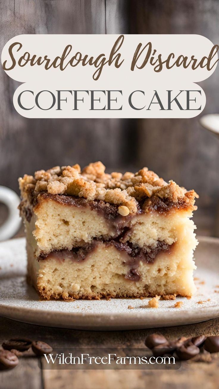 a close up of a piece of cake on a plate with coffee in the background