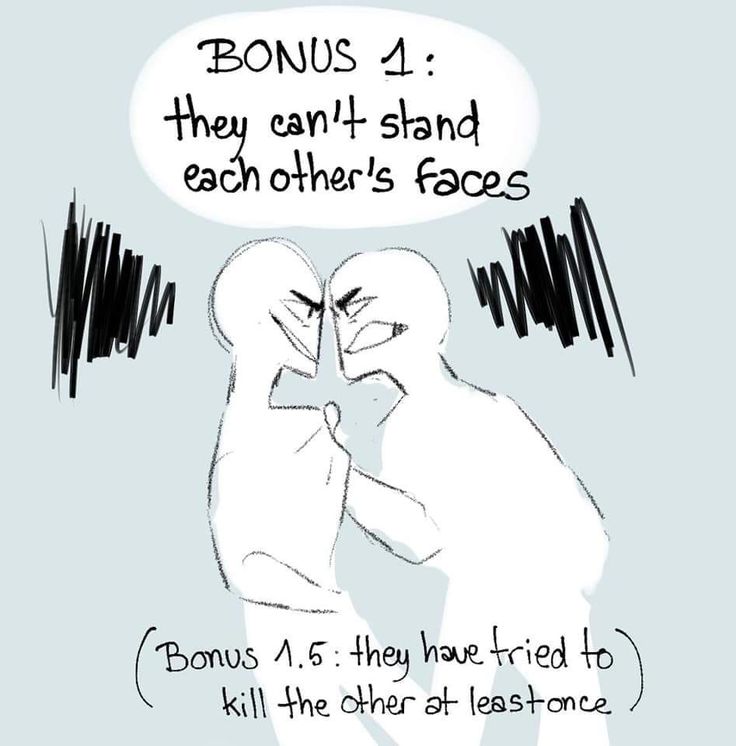 two people are facing each other in front of a speech bubble that says, bonds 1 they can't stand each other's faces