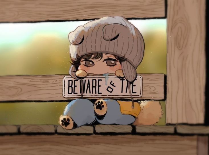 a drawing of a person holding a sign that says beware and tate