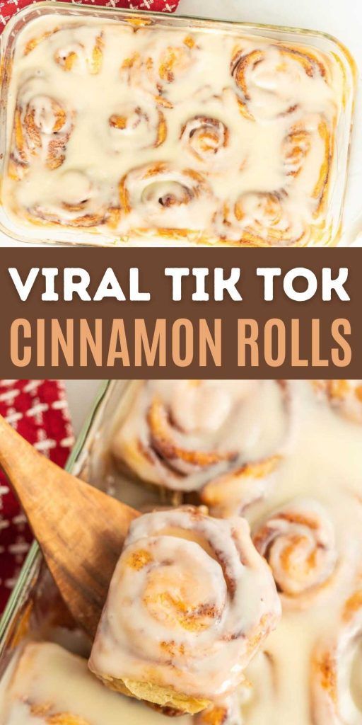 cinnamon rolls with icing in a glass baking dish