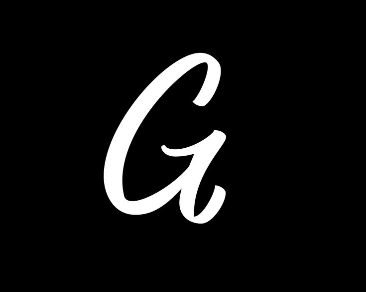 the letter g is made up of white letters on a black background, and it appears to be cursive