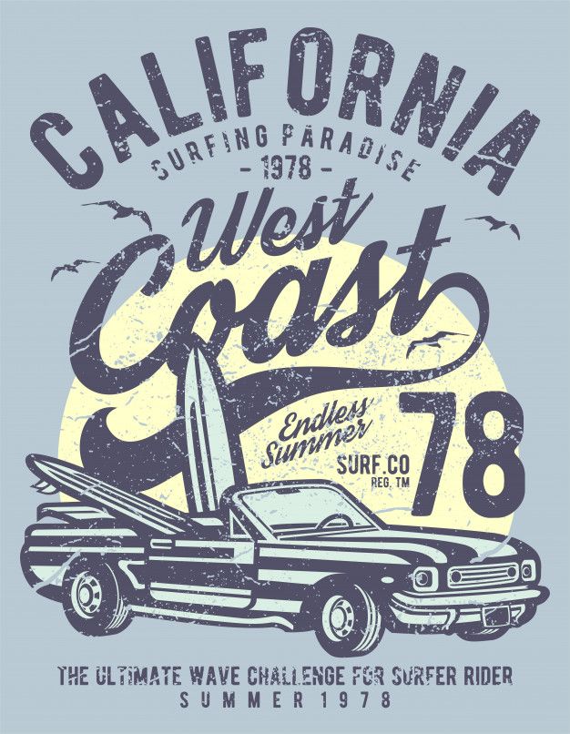 an old car with the words california west coast on it's front and back