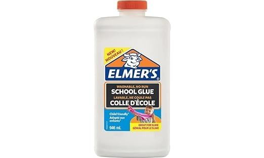 a bottle of cleaner on a white background with an orange cap and the words, elmer's school glue