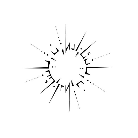 a black and white drawing of a star burst in the middle of it's center