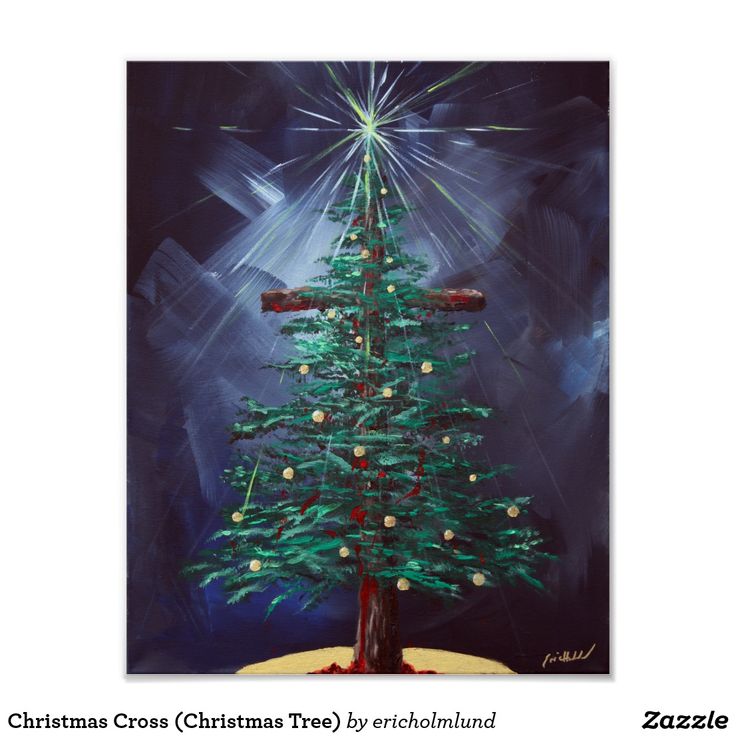 a painting of a christmas tree with lights