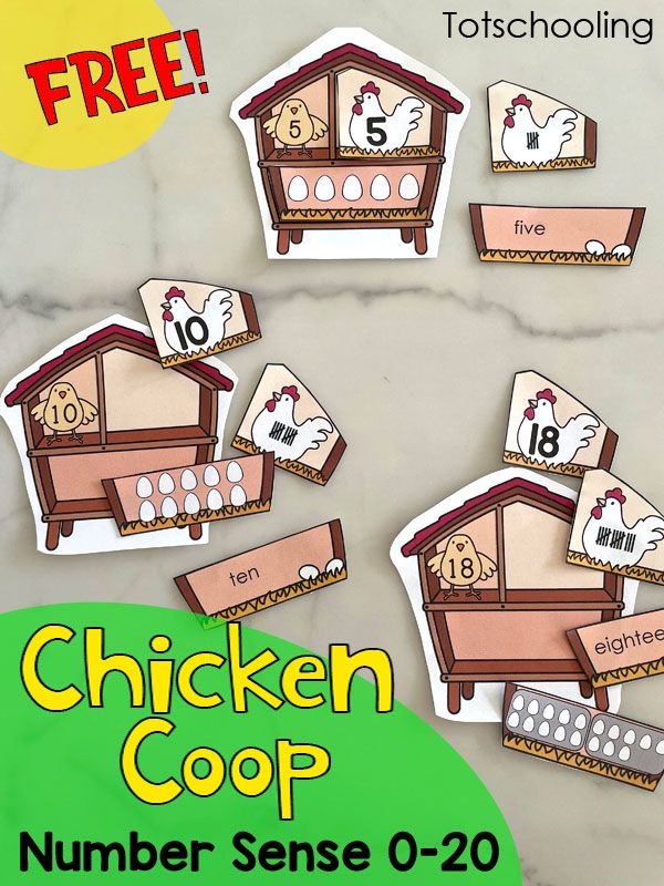 chicken coop number sense 0 - 20 matching game for toddlers