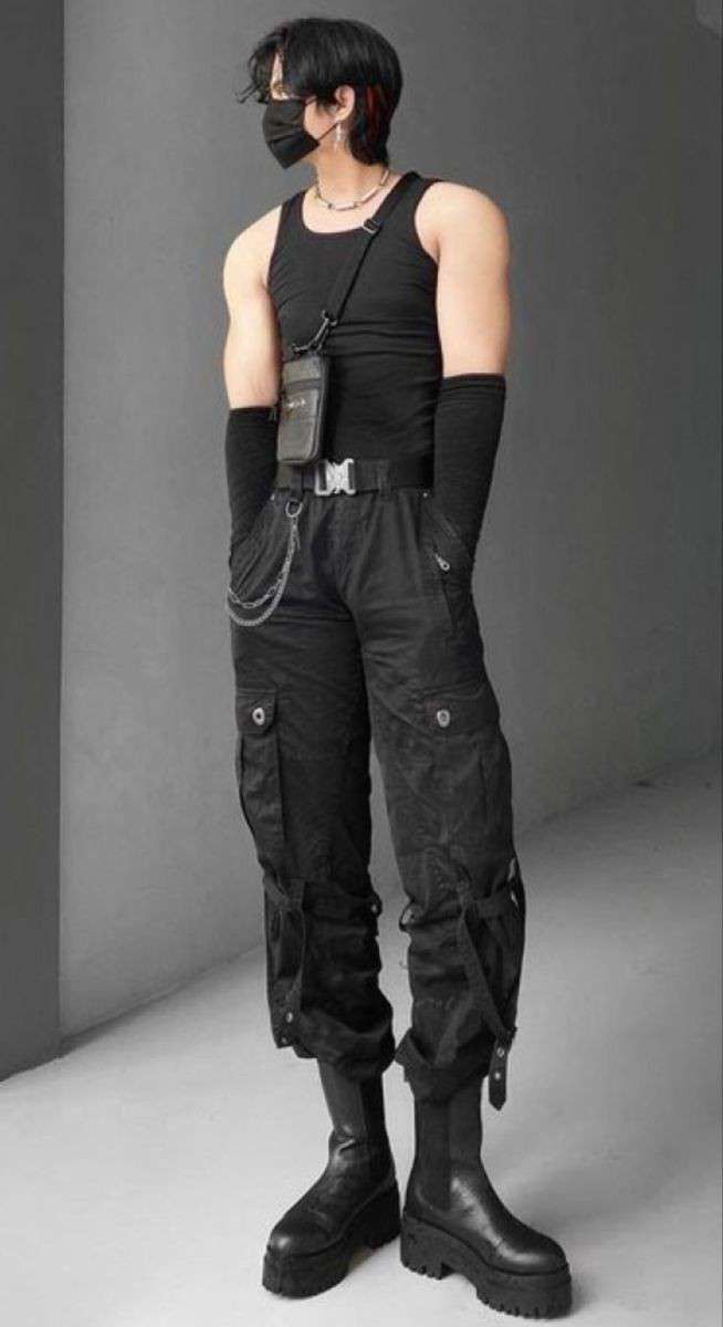 Modern Goth, Gothic Mode, Reference Ideas, Outfit References, Techwear Outfits, Techwear Fashion, Male Clothing, Pose References, Outfit Design