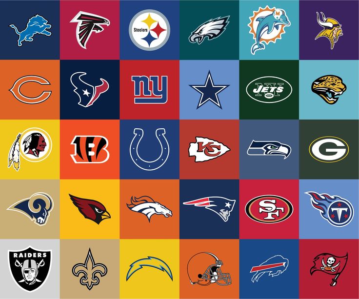 many different nfl teams are depicted in this image, including the football team's logos