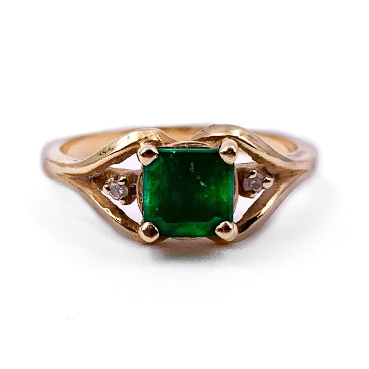 14k Yellow Gold, Emerald Approx. 0.50 Ctw, Weighs 2.6 Gram, Size 5.5 Vintage Emerald Gold Ring, Yellow Gold 14k Stamped May Birthstone Ring, Yellow Gold Birthstone Ring For May, Stamped 14k, 14k Yellow Gold Ring For May Birthstone, 14k Gold Diamond Ring For May Birthstone, Classic Yellow Gold Emerald Ring With Accent Stones, Formal 14k Gold Diamond Ring For May Birthstone, Yellow Gold Diamond Ring For May Birthstone, Yellow Gold Diamond Ring For Formal Occasions In May