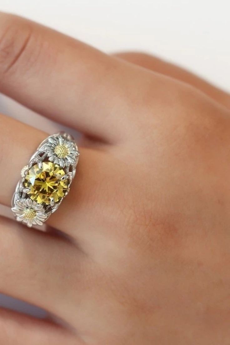 These gorgeous Silver Sunflower Rings are a new customer favorite! Perfect for summer. Makes an excellent gift so be sure to get two while they are 50% OFF! Yellow Flower-shaped Jewelry For Anniversary, Yellow Flower Shaped Jewelry For Anniversary, Yellow Flower Jewelry For Anniversary, Yellow Flower Ring For Anniversary, Yellow Flower Ring For Wedding, Yellow Round Sunflower Jewelry, Yellow Flower Wedding Rings, Sunflower Design Rings Suitable For Gifts, Anniversary Rings With Sunflower Design