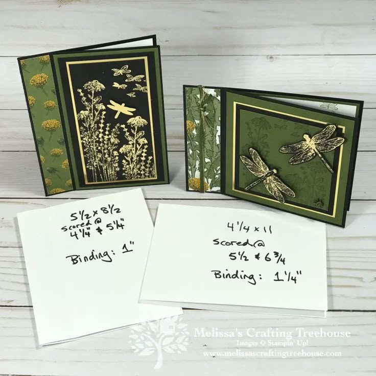 three greeting cards with dragonflys and flowers on them, one is for someone's birthday