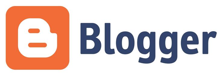 the logo for blogger, which is an orange and blue square with a white background