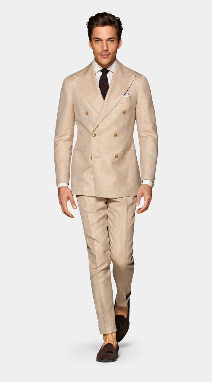 Double Breasted Suit Men, Designer Tuxedo, Summer Suits Men, Tan Suit, Formal Tuxedo, Italian Suit, Beige Suits, Classy Suits, Stylish Suit