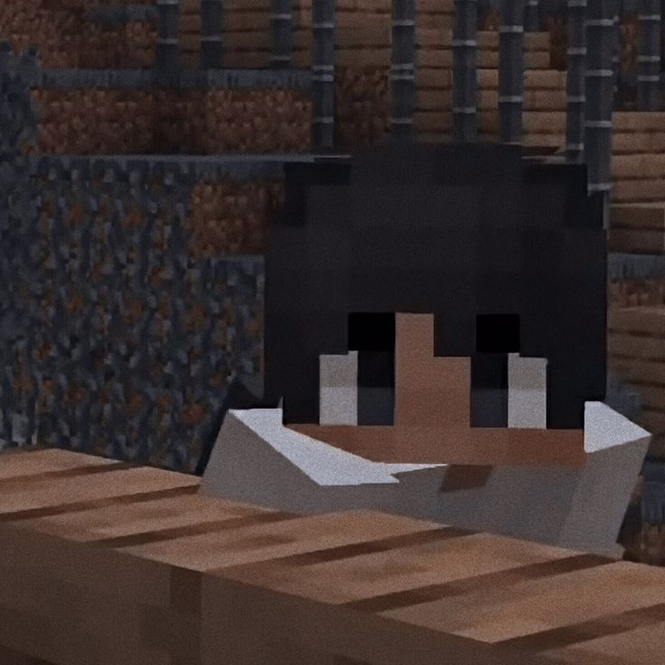 an animated image of a man in a minecraft environment with lots of wood blocks