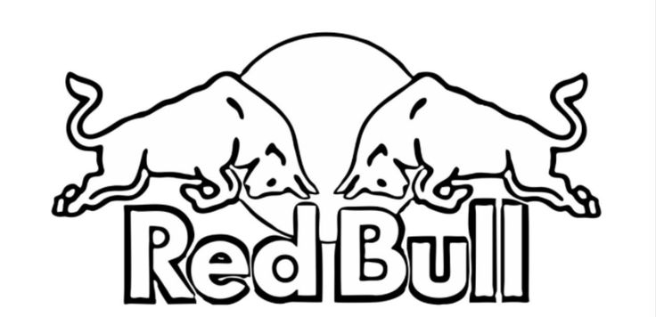 the red bull logo is shown in black and white