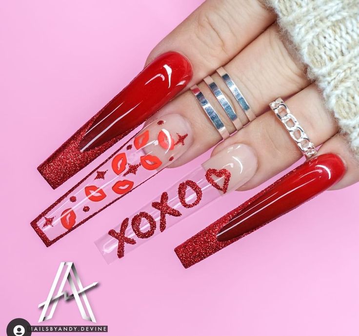 Pink And Red Valentine Nails, Unique Valentines Nails, Cute Manicure, Paw Nails, Valentines Nail, Season Nails, Candy Nails, Nails Valentines, Valentines Day Nails